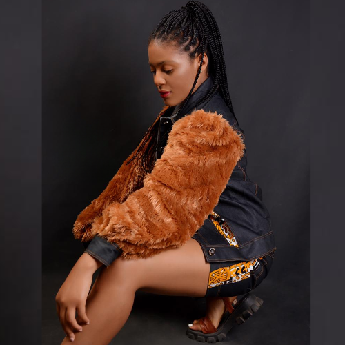Elegant Denim Faux Fur Jacket & Shorts Set
